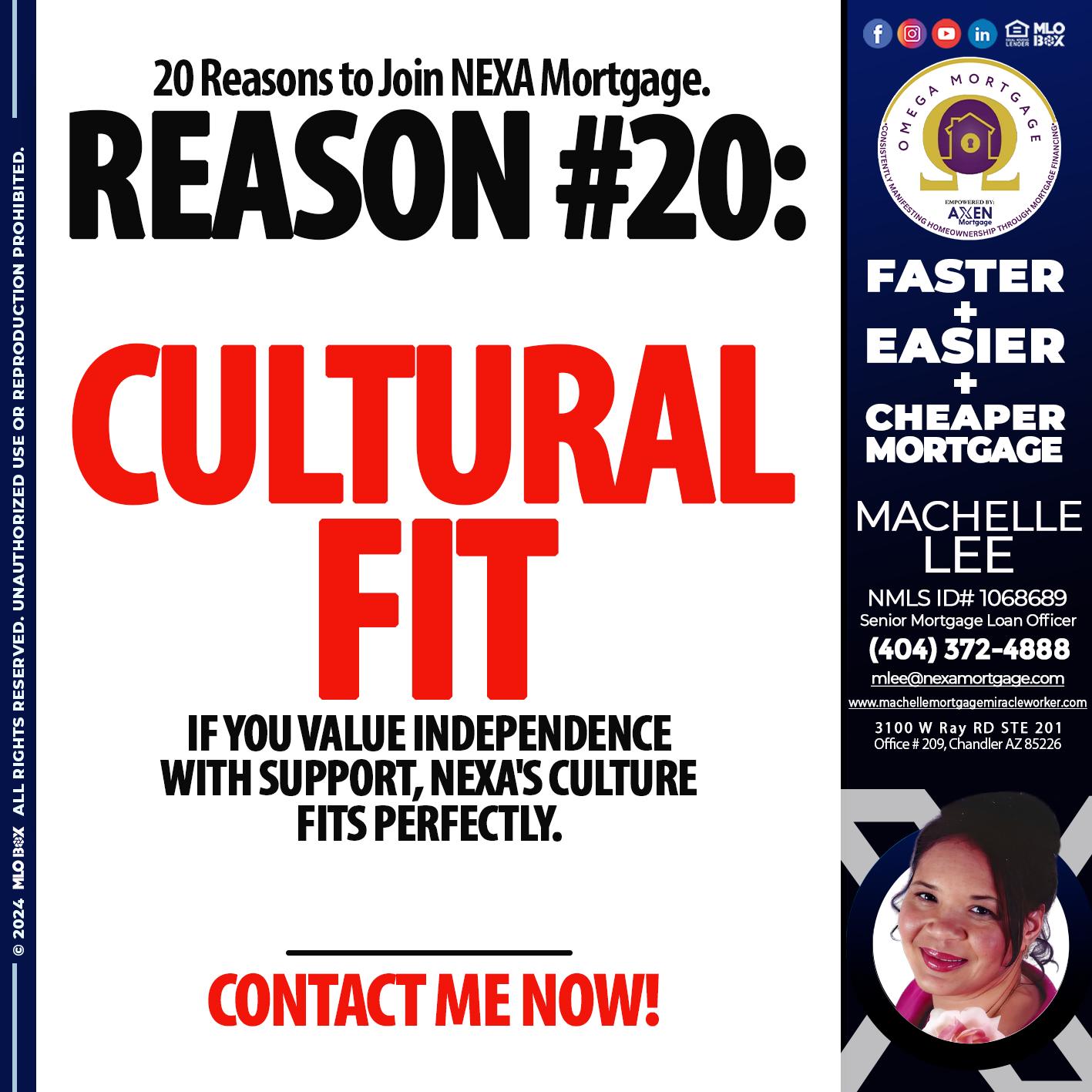 REASON 20 - Machelle Lee -Reverse and Residential Mortgage Loan Expert