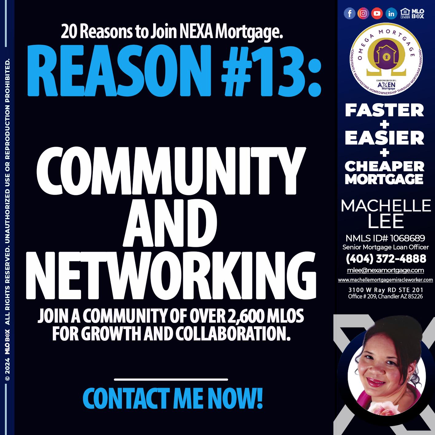 REASON 13 - Machelle Lee -Reverse and Residential Mortgage Loan Expert
