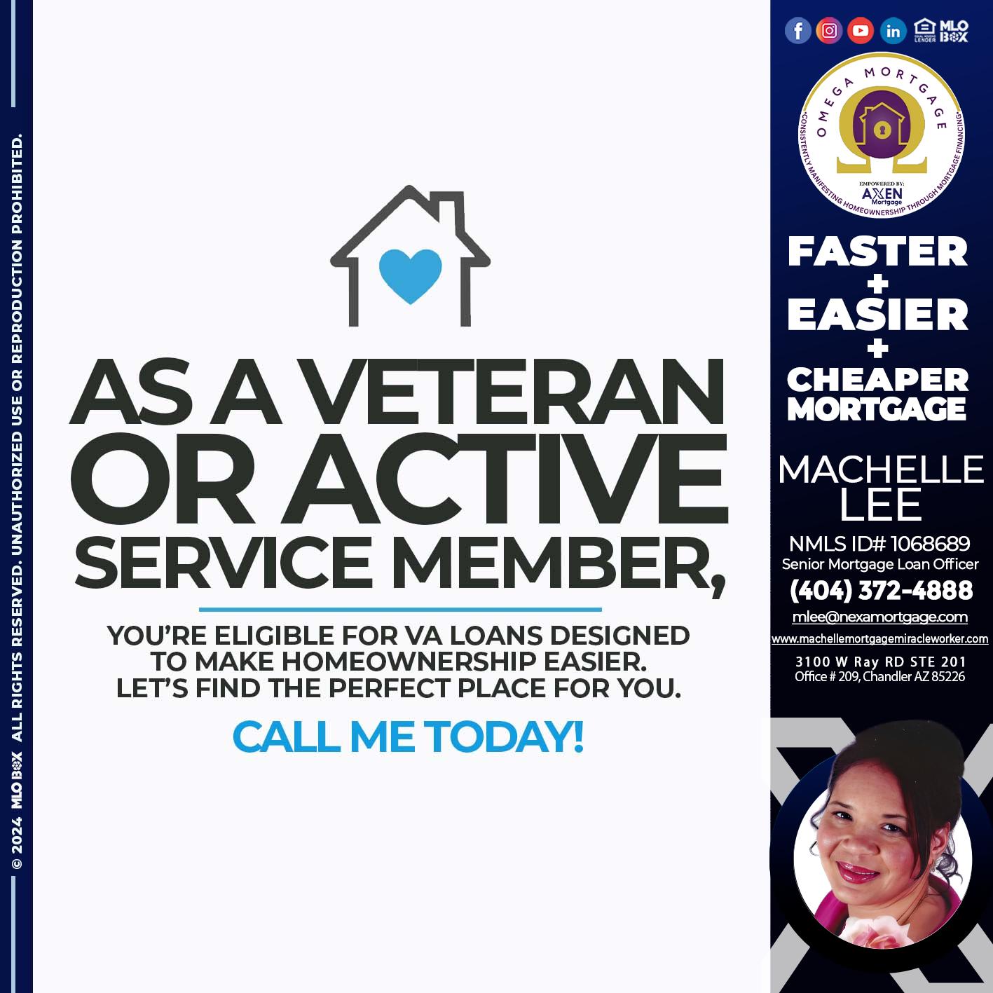 as veteran - Machelle Lee -Reverse and Residential Mortgage Loan Expert