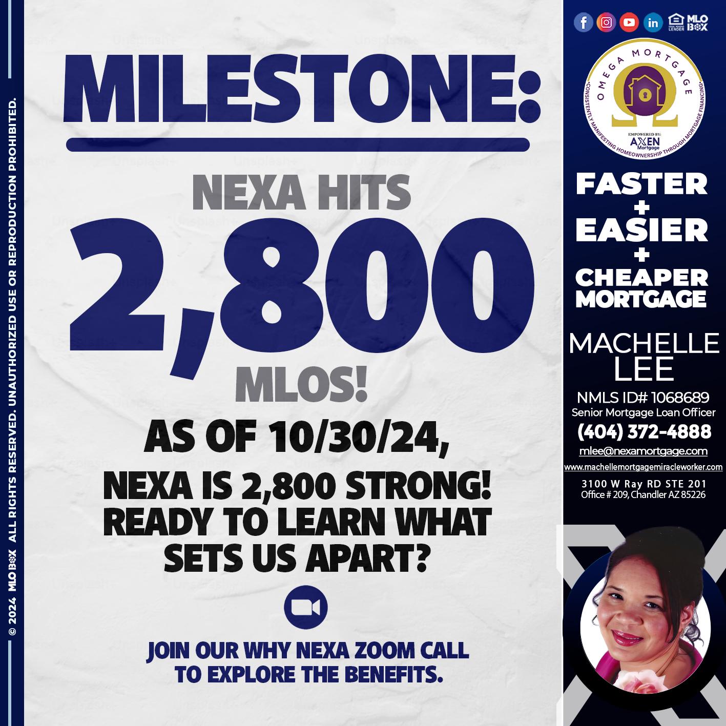 MILESTONE 2,800 - Machelle Lee -Reverse and Residential Mortgage Loan Expert