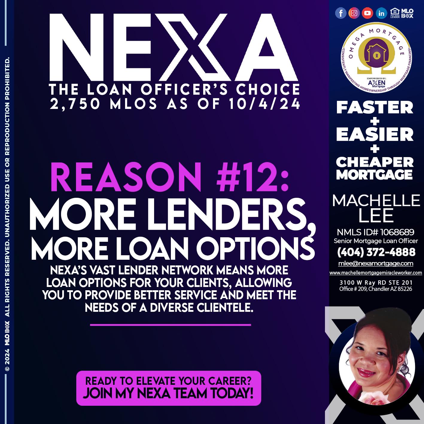 REASON 12 CHOICE - Machelle Lee -Reverse and Residential Mortgage Loan Expert