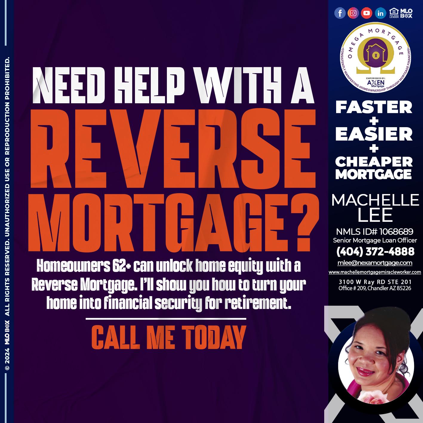 reverse mortgage - Machelle Lee -Reverse and Residential Mortgage Loan Expert
