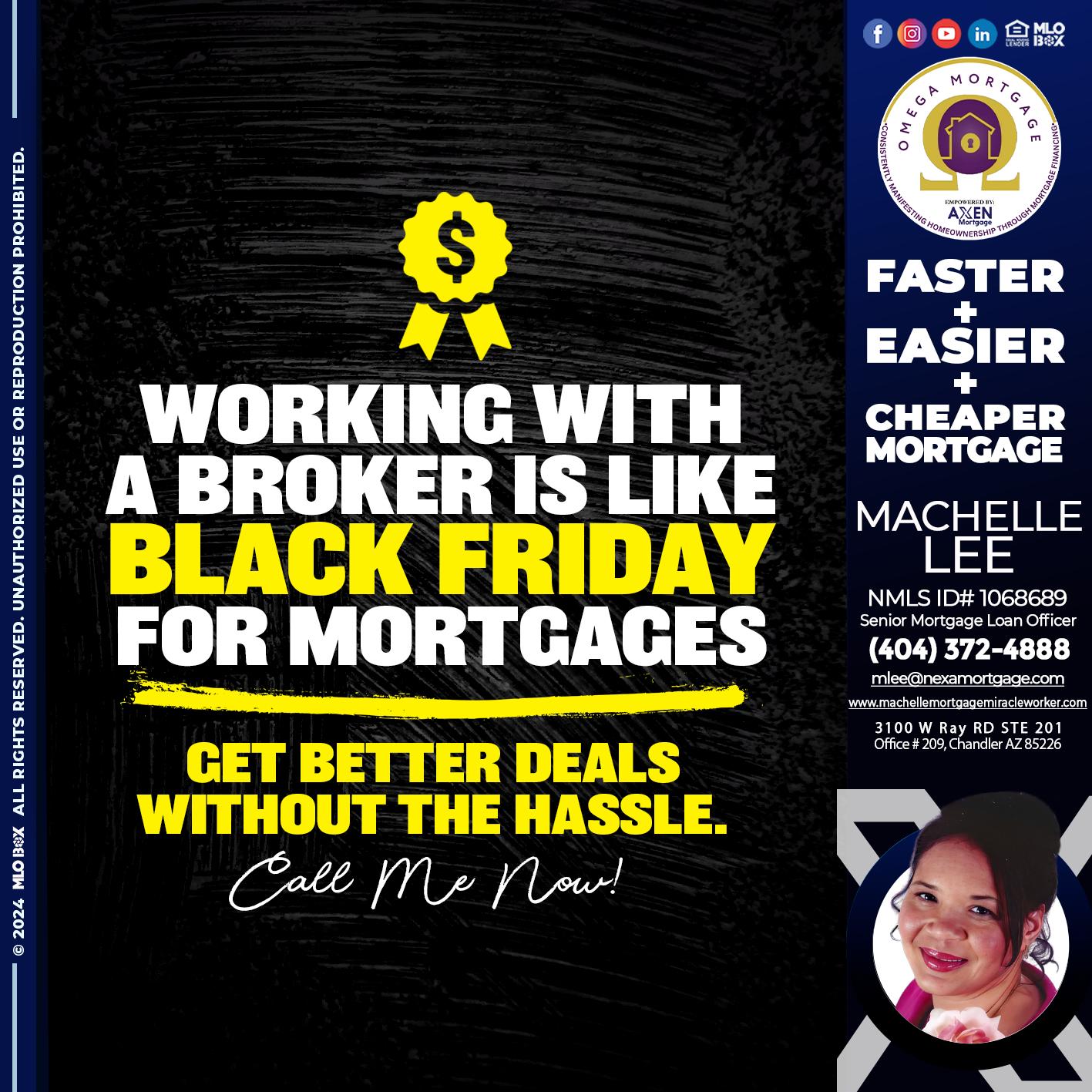 WORKING WITH A BROKER - Machelle Lee -Reverse and Residential Mortgage Loan Expert