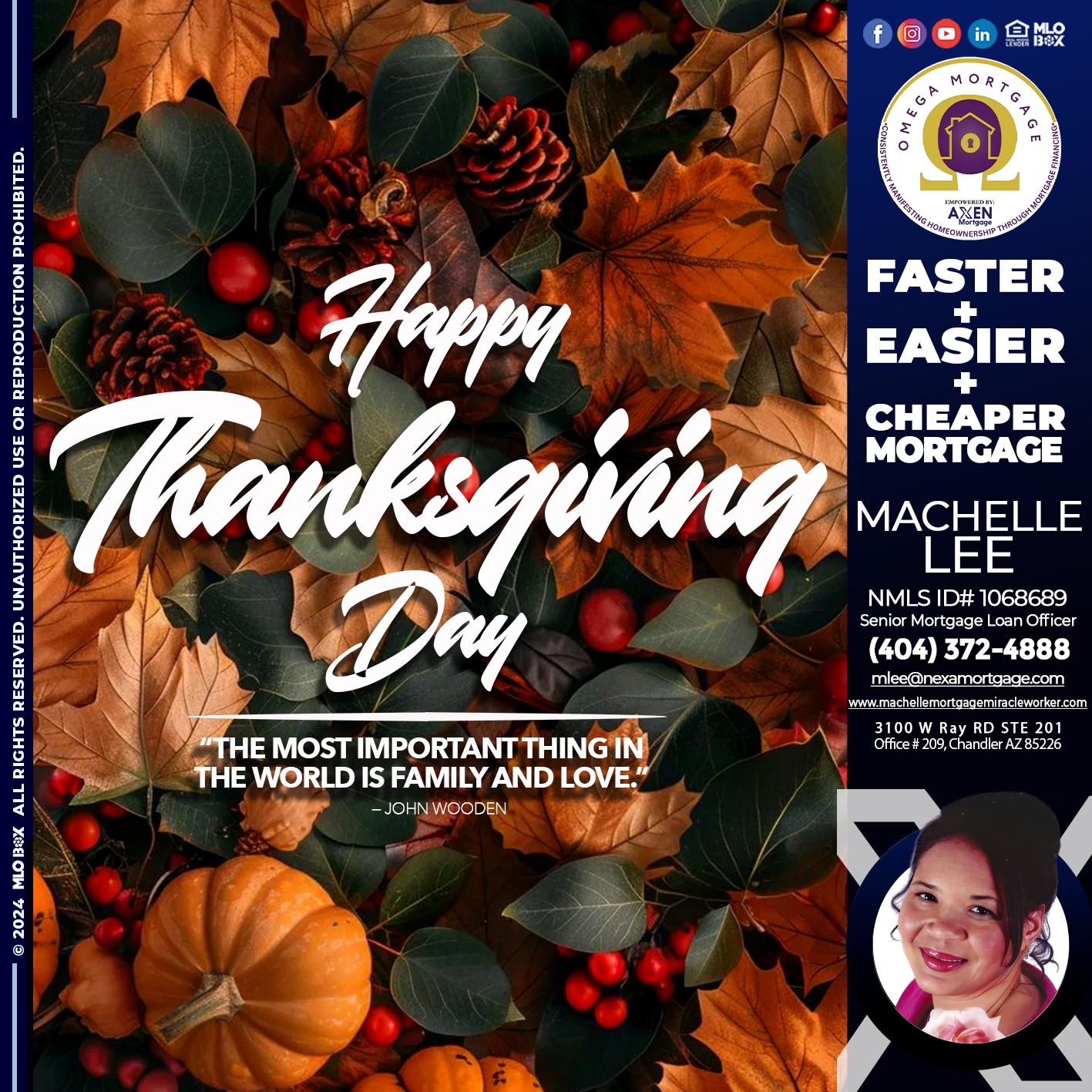 happy thanksgiving - Machelle Lee -Reverse and Residential Mortgage Loan Expert