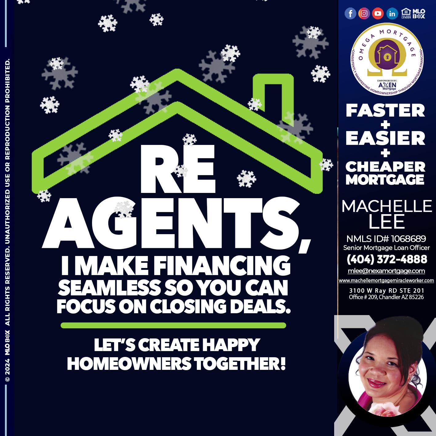 RE AGENTS - Machelle Lee -Reverse and Residential Mortgage Loan Expert