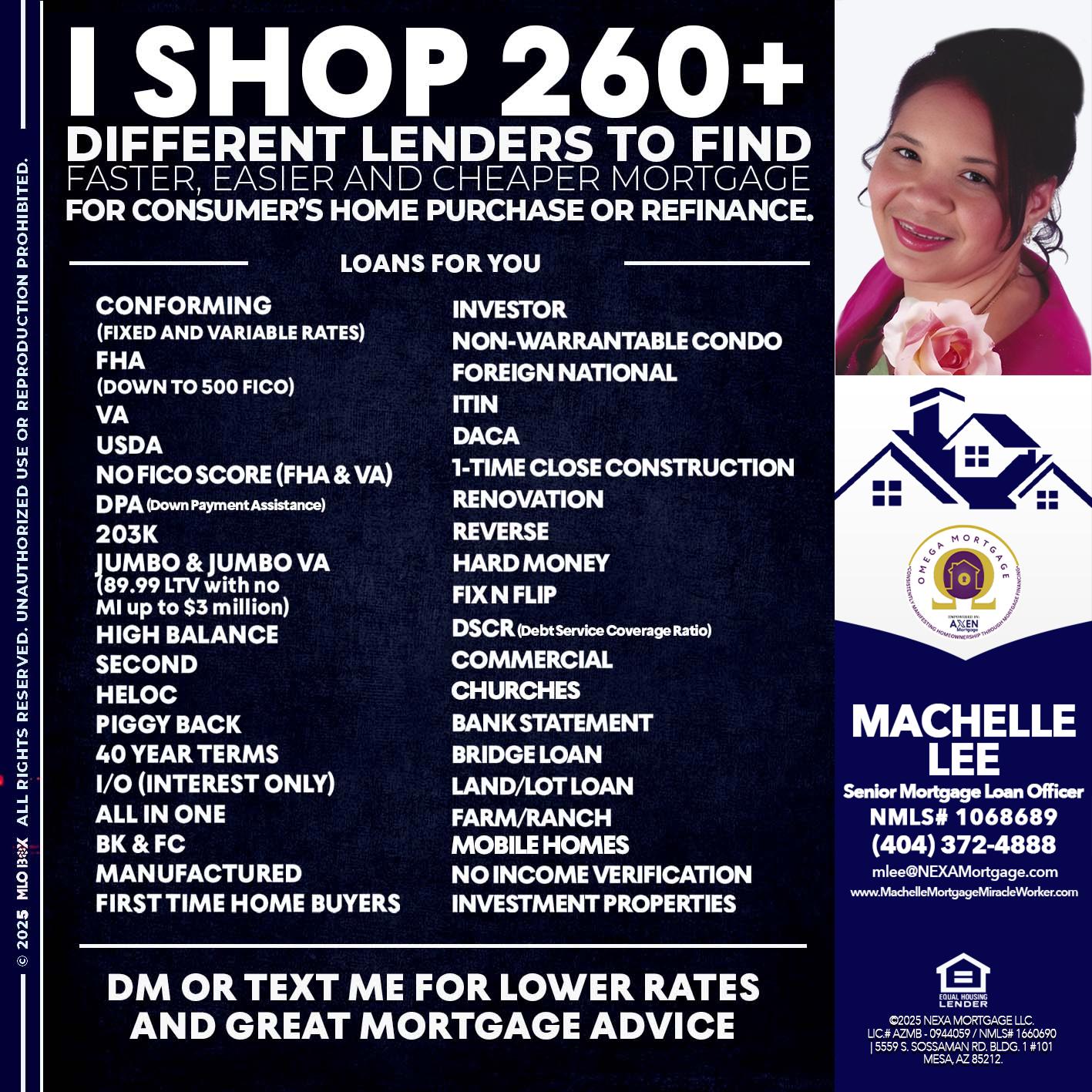 I SHOP +260 - Machelle Lee -Reverse and Residential Mortgage Loan Expert